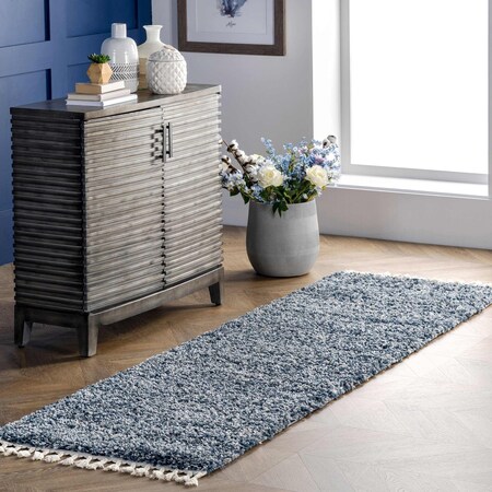 Nuloom Brooke Shag Tasseled Area Rug 2ft 6in x 8ft KKEL04C-2608